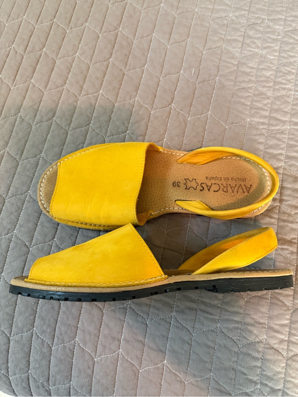 Avarcas Bright Yellow Leather Slingback Sandals - Women's